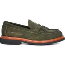 Tuna Hakiki Süet Deri Yeşil Loafer Erkek Ayakkabı EVA Taban - 4025 Konforlu ve Şık Tasarım