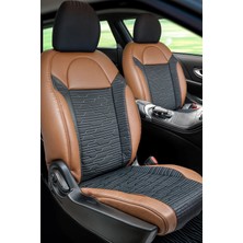 Fiat Tipo Yarı Deri Oto Koltuk Kılıfı Ön Arka Set Kahve Siyah Premium Seri Scr