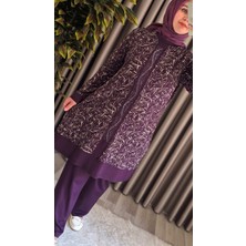 Elmas Tesettür Kadın Giyim Şerit Desenli Samira Takım