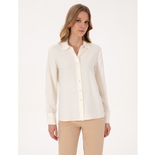 Pierre Cardin Kadın Beyaz Modal Karışımlı Comfort Fit Uzun Kollu Gömlek 50318219-VR259