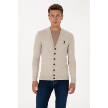 U.S. Polo Assn. Erkek Taş Melanj Basic Triko Hırka 50313702-VR225