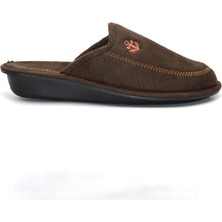 Shoemix Erkek Kahverengi Kadife Kışlık Günlük Ev Terliği