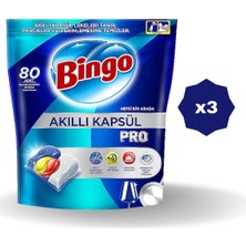 Bingo Pro Akıllı Kapsül Bulaşık Makinesi Deterjanı Tableti 80'li - (3 Adet)