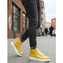 Ebrus Trend ET0713 Bağcıklı Sarı Yüksek Taban Erkek Tarz Spor Bot
