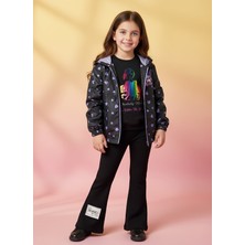 Kumrunun Dünyası Kız Çocuk Mevsimlik Kapüşonlu Astarlı Yağmurluk Rüzgarlık Mont Ceket Su Geçirmez