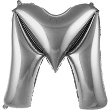 Sinda M-Harfi Folyo Balon Gümüş Rengi 76 cm