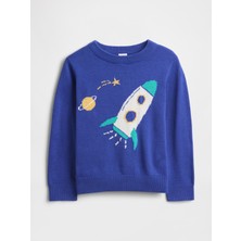 Gap Erkek Bebek Mavi Intarsia Kazak