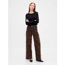 Gap Kadın Kahverengi High Rise Kadife Stride Wide-Leg Jean Pantolon