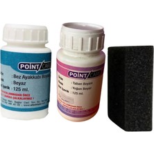 Point Care Beyaz Ayakkabı Taban Boyası + Beyaz Kanvas Bez ve Kumaş Ayakkabı Boyası + Sünger Hediyeli