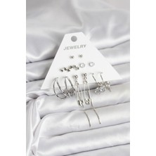 Clariss Gümüş Renk 6'lı Pirinç Küpe Seti