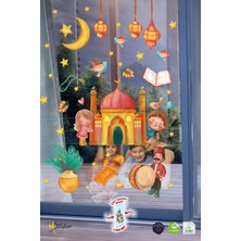 Msticker Ramazan-I Şerif Sticker Seti Suluboya Tonlarında Özel Tasarım Çocuk Bebek Odası Cami ve Çocuk Stick