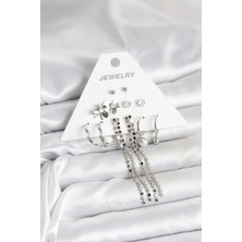 Clariss Pirinç Gümüş Renk 6 Çift Kadın Küpe