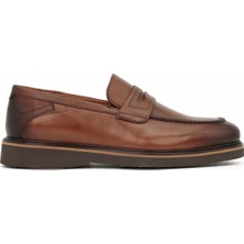 Tuna Hakiki Deri Kahverengi Loafer Erkek Ayakkabı Eva Taban - 4265