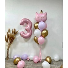 Sinda Pembe Taçlı Kedi Seti - Doğum Günü Konsepti