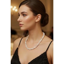 Pozitif Doğal Taş 10MM Beyaz Selenit Kolye 340-2