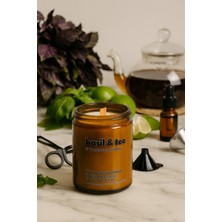 Basement : Basil & Tea : Amber Cam Kavanozda : Kokulu Soya Mum (Reyhan, Bergamot, Siyah Çay, Ylang Ylang)