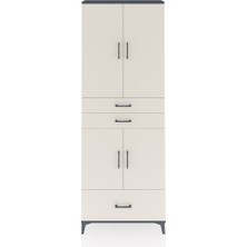 Dienni Arges Dolap 5 Raflı 3 Çekmeceli 4 Kapaklı 88X30X243 Antrasit-Aytaşı