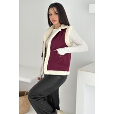 Noa Noa Kadın Peluş Kenarlı Cepli Yelek – Kontrastlı & Kışlık Stil