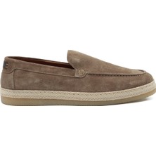 Tuna Hakiki Süet Deri Bej Loafer Erkek Ayakkabı - Kauçuk Taban - 4154