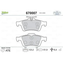 Valeo 670007 Arka Fren Balatasi 1233679 1324300 1360254