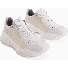 Limoya Erla Beyaz Kalın Tabanlı Bağcıklı Kadın Sneakers