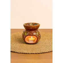 Genel Kahverengi Seramik Esans Buhur Tası – Mum Isısıyla Çalışan Doğal Koku Isıtıcı & Rustik Aromatik Yağ Çanağı – El İşçiliği