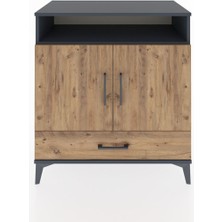 Dienni Hyperion Şifonyer 4 Raflı Tek Çekmeceli 2 Kapaklı 88X44X96 Antrasit-Çam