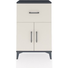 Dienni Arges Komodin Tek Raflı Tek Çekmeceli 2 Kapaklı 60X30X96 Antrasit-Aytaşı