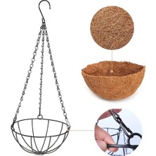 Home Bahçe Balkon Duvar Asılı Sepet Çiçek Hindistan Cevizi Elyaf Asılı Sepet Metal 25 cm Büyük Boy