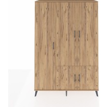 Dienni Hyperion Dolap 7 Raflı 5 Kapaklı Tek Askılı 132X44X195 Çam-Çam/aytaşı