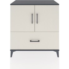 Dienni Hyperion Şifonyer Tek Raflı Tek Çekmeceli 2 Kapaklı 88X44X96 Antrasit-Aytaşı