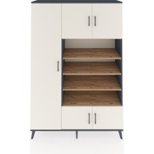 Dienni Hyperion Dolap 10 Raflı 5 Kapaklı 132X44X195 Antrasit-Aytaşı/çam