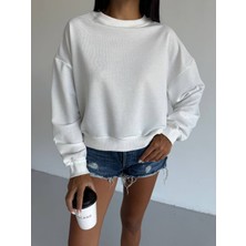 TRENDHAZAN 2 Iplik Yumuşak Dokulu Bisiklet Yaka Oversize Kalıp Sweatshirt