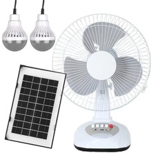 PM-22009 3 Kademeli Şarjlı - Solarlı Fan Vantilatör Ampul - Ledli - Powerbank