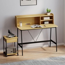 Adore Mobilya Tower Raflı Çalışma Masası - Ceviz / Siyah 115,5X55X106 cm