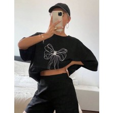 Etiler Collection Baskılı Oversize T-Shirt - Siyah
