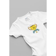 Overoz Organik %100 Pamuk Champion Dad Baba Baskılı Bebek Body Çıtçıtlı Badi Zıbın Tulum 5677