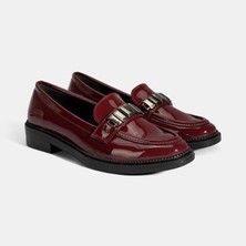 Desa Kadın Bordo Metal Aksesuarlı Loafer