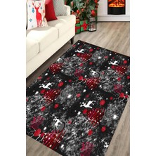 Carmine Carpet Dijital Baskılı Yıkanabilir Yeni Yıl Temalı Yılbaşı Halısı