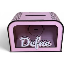 UNT Kişiye Özel Isme Özel Ahşap Kumbara – Hediye & Para Biriktirme Kutusu - Pembe