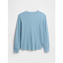 Gap Erkek Çocuk Açık Mavi Waffle-Knit T-Shirt