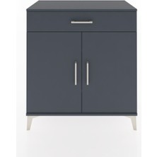 Dienni Hyperion Şifonyer 3 Raflı Tek Çekmeceli 2 Kapaklı 88X44X96 Antrasit-Antrasit