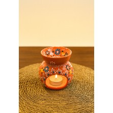 Genel Turuncu Seramik Buhurdanlık – Aromaterapi Yağ Yakıcı & Koku Dağıtıcı – El Yapımı Dekoratif Mumlu Buhurdanlık