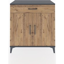 Dienni Hyperion Şifonyer Tek Çekmeceli 2 Kapaklı 88X44X96 Antrasit-Çam