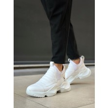 Ebrus Trend ET0401 Bağcıksız Rahat Kalın Taban Beyaz Erkek Spor Yarım Bilek Bot