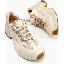 Limoya Caisa Bej Tekstil Detaylı Bağcıklı Kadın Sneakers
