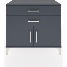 Dienni Hyperion Şifonyer 2 Çekmeceli 2 Kapaklı 88X44X80 Antrasit-Antrasit