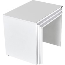 Adore Mobilya Trıple Zigon Sehpa - Lake Beyaz 55X47X40 cm (Gxyxd)