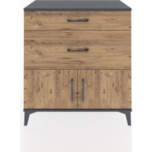 Dienni Hyperion Şifonyer Tek Raflı 2 Çekmeceli 2 Kapaklı 88X44X96 Antrasit-Çam