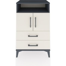 Dienni Hyperion Komodin 2 Raflı 2 Çekmeceli 2 Kapaklı 60X44X96 Antrasit-Aytaşı